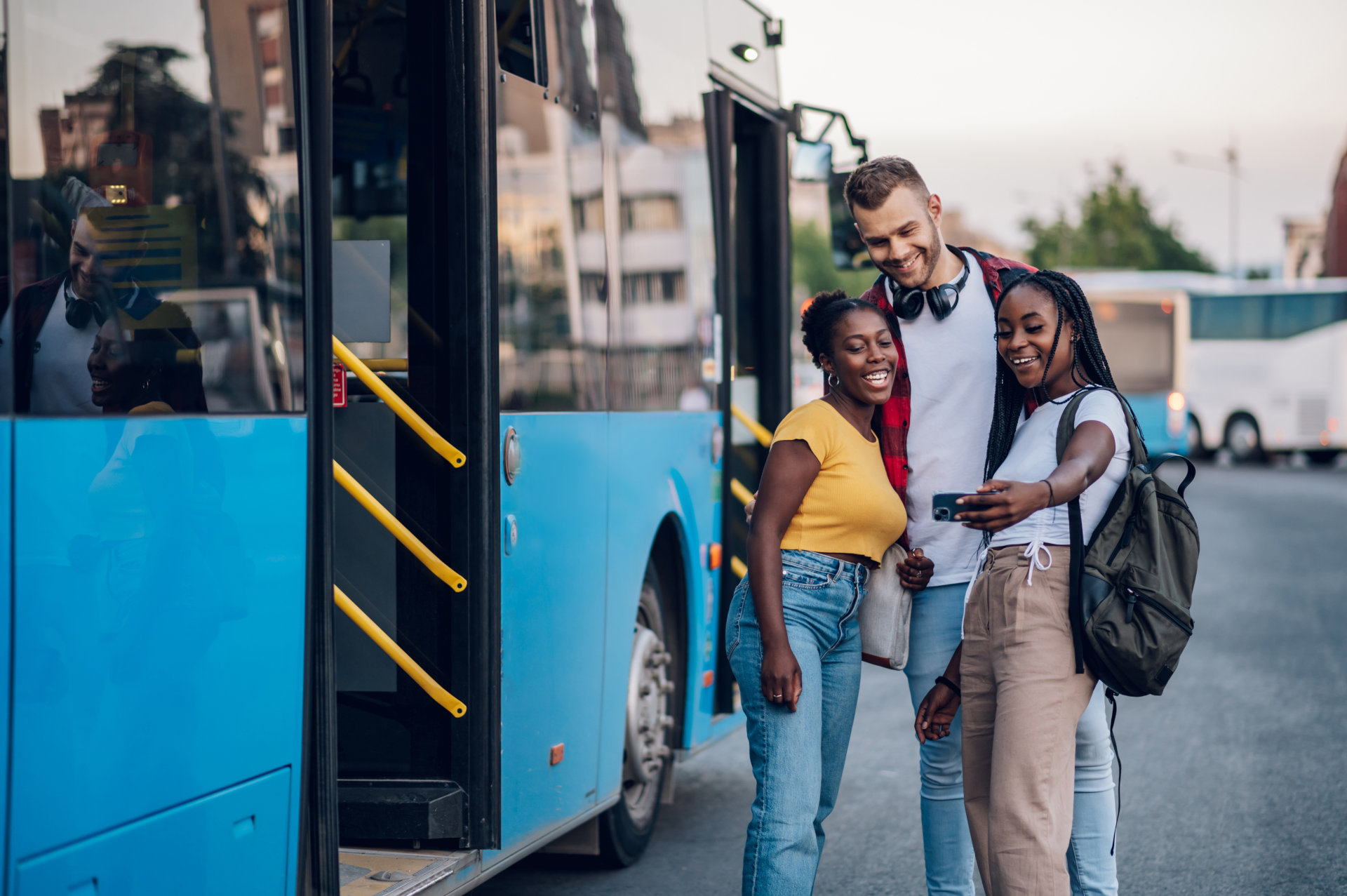 Friends taking selfie in Crete